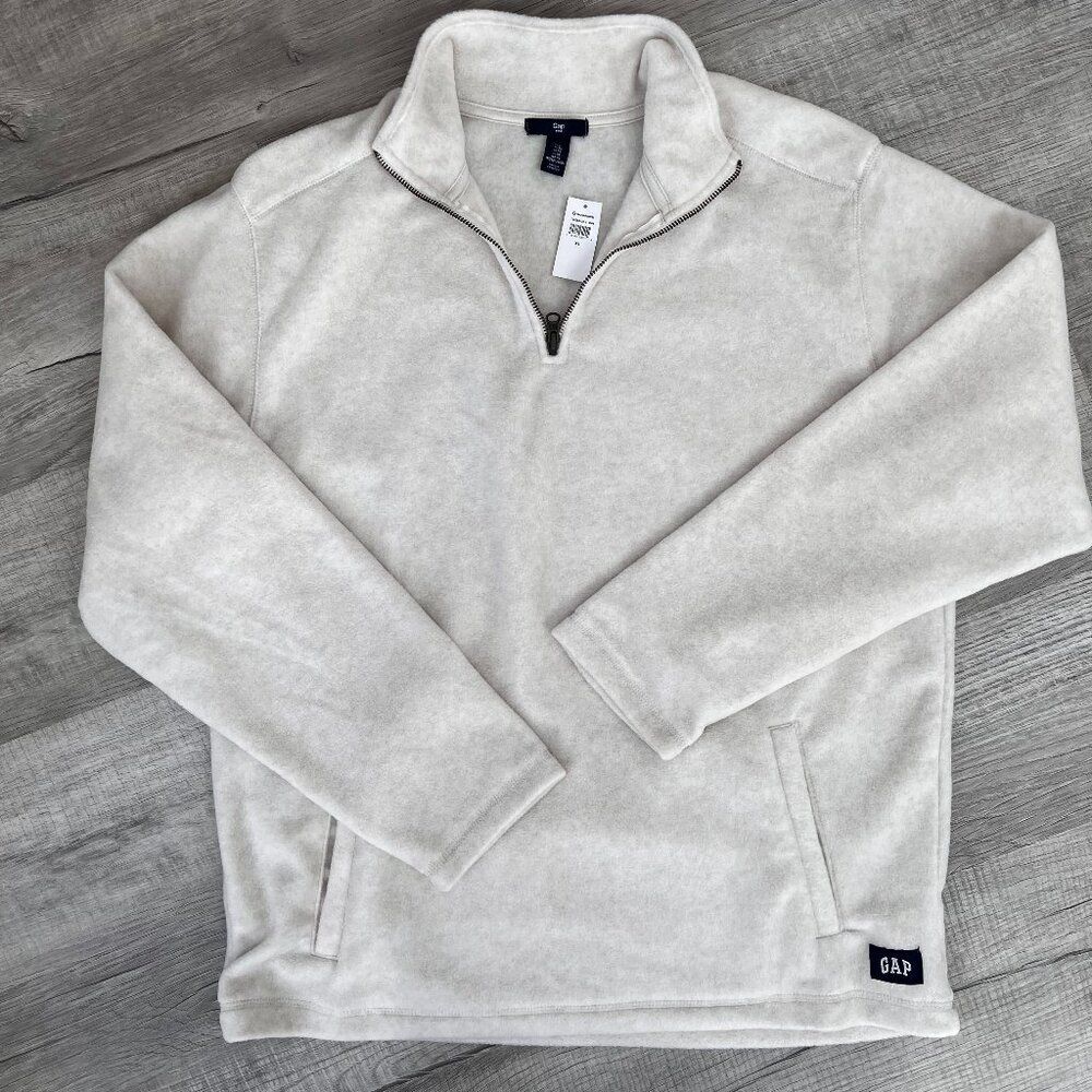 NWT XL Gap Oatmeal ¼ Zip Fleece Pullover